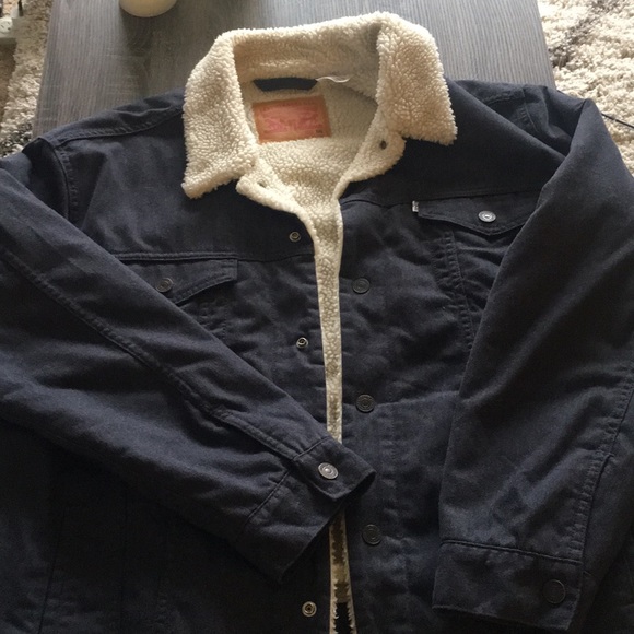 levis sherpa jacket dark blue